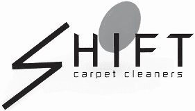 Logo for Shift Carpet Cleaners with stylized "S" resembling a carpet cleaner and an oval shape above the "I".